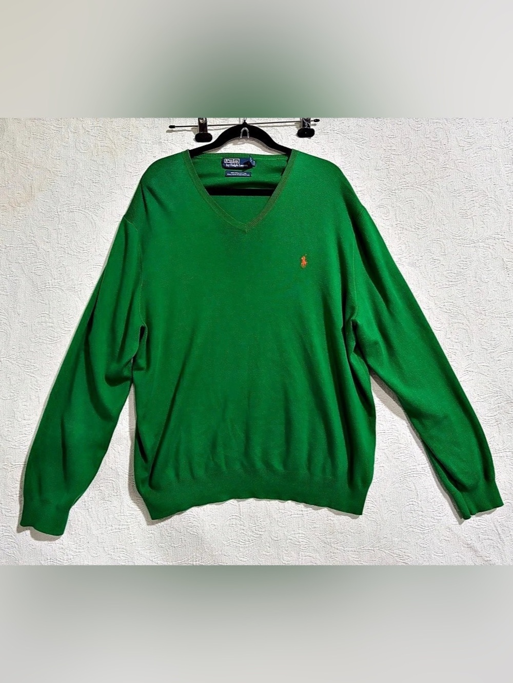 Polo by Ralph Lauren Men's Green Cotton V-Neck Sweater XXL